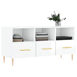 Avis Maison Chic Meuble TV scandinave - Banc TV pour salon Blanc brillant 102x36x50 cm Bois d'ingénierie -MN90195