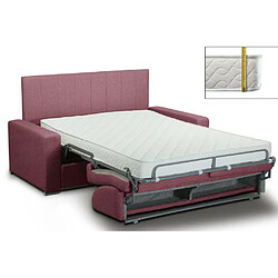 Inside 75 Canapé lit CanapExpress lattes 160cm matelas mémory 22cm tête de lit intégrée velours rouge