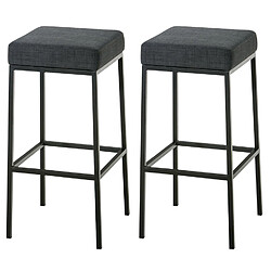 Non Lot de 2 tabourets de bar Montreal 85 tissu noir