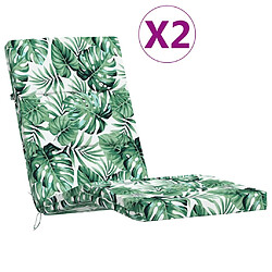 vidaXL Coussins de chaise longue lot de 2 motif de feuilles