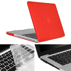 Wewoo Housse Étui rouge pour Macbook Pro 13,3 pouces 3 en 1 Coque de protection en plastique dur givré avec clavier de et prise de poussière de port