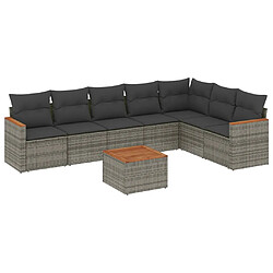 vidaXL Salon de jardin 8 pcs avec coussins gris résine tressée