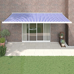 Maison Chic Store banne | Auvent rétractable de porte | Marquise Brise-soleil bleu et blanc 5x3 m tissu et aluminium -GKD61597