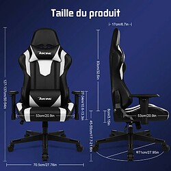 Lexzurn Chaise Gaming Résistant à 150kg, Fauteuil Gaming Inclinable 165°Châssis de l'Assise en Métal Revêtement Similicuir Réglages Ergonomiques Complets Blanc pas cher