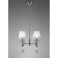 Luminaire Center Suspension Tiffany 4+4 Ampoules E14+G9, chrome poli avec Abat jour blancs & cristal transaparent