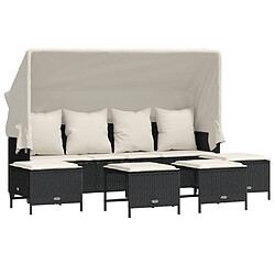 vidaXL Salon de jardin 5 pcs avec coussins noir résine tressée