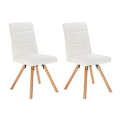 Vente-Unique Lot de 2 chaises en simili et bois d'hévéa - Blanc - KRISSY