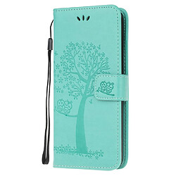 Etui en PU chouette avec support cyan pour votre Huawei P40 Lite