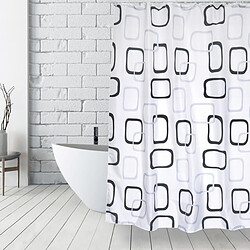 MSV Rideau de douche Polyester 180x200cm Motifs Gris & Blanc - Anneaux inclus