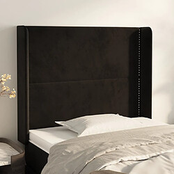 vidaXL Tête de lit avec oreilles Noir 83x16x118/128 cm Velours