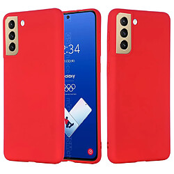 Coque en silicone Liquide de couleur unie avec sangle souple rouge pour votre Samsung Galaxy S21 FE