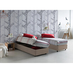 Autrement Talamo Italia Silvia lit queen size avec conteneur, Made in Italy, en tissu amovible, 120x190 cm, avec ouverture latérale, Tortora.