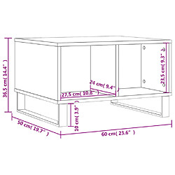 vidaXL Table basse Blanc 60x50x36,5 cm Bois d'ingénierie pas cher