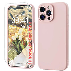 Coque Silicone Rose + Verre Trempe Pour iPhone 16 Pro Max Little Boutik©