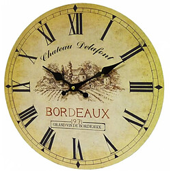 L'Héritier Du Temps Horloge Murale Pendule Ronde de Cuisine ou Salon en Bois et Papier Chateau Delafont Bordeaux 4x34x34cm