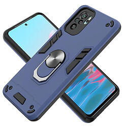 Coque en TPU antichoc, antidérapant, hybride avec béquille à anneau magnétique rotatif bleu pour votre Xiaomi Redmi Note 10S/Note 10 4G