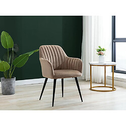 Vente-Unique Lot de 6 chaises avec accoudoirs en velours et métal noir - Beige - ELEANA 