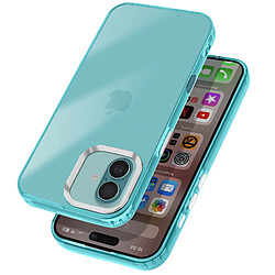 Avizar Coque pour iPhone 16 Souple Finition Fumée Contour Caméra Métallisé Turquoise