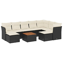 Maison Chic Salon de jardin 10 pcs avec coussins | Ensemble de Table et chaises | Mobilier d'Extérieur noir résine tressée -GKD84451