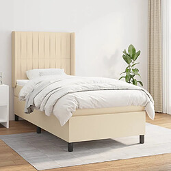 Maison Chic Structures de lit + matelas,Lit à sommier tapissier et matelas pour Chambre Crème 90x190 cm Tissu -MN41229