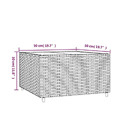 vidaXL Table basse de jardin carré gris 50x50x30 cm résine tressée pas cher