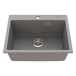 Auralum MAX Évier Cuisine en Granit,55*45*20cm, Lavabo Cuisine1Bac,Kit de Vidage,Évier Cuisine Encastré,Trous de Montage pour Robinet et Distributeur Savon,Gris