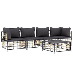 Avis Maison Chic Salon de jardin 5 pcs + coussins - Mobilier/Meubles de jardin - Table et chaises d'extérieur anthracite résine tressée -MN18379