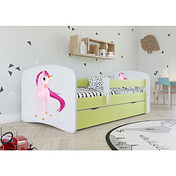 Lit licorne vert Babydreams sans tiroir, matelas 180/80