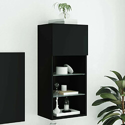 Maison Chic Meuble TV avec lumières LED, Banc TV pour salon, Meuble de rangement noir 40,5x30x90 cm -GKD13962