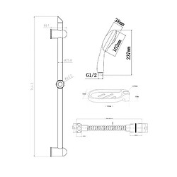 ROUSSEAU Barre de douche + douchette sans robinet Stop'o