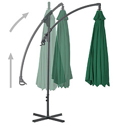 Avis Helloshop26 Parasol meuble de jardin en porte-à-faux avec mât en acier 250 x 250 cm vert 02_0008645