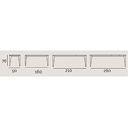 Inside 75 Table repas extensible GEO 10 couverts 160/260x90cm pieds chêne plateau verre blanc