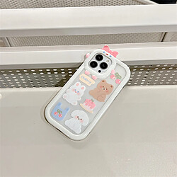 GUPBOO Étui pour iPhone13Pro Étui de téléphone mignon lapin ours cerise transparent