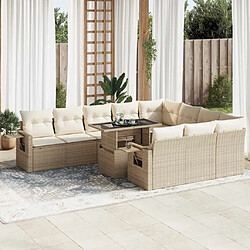 vidaXL Salon de jardin 11 pcs avec coussins beige résine tressée