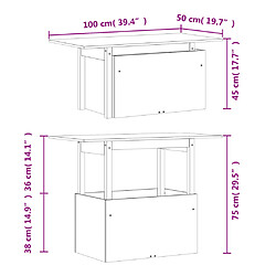 vidaXL Table de jardin blanc 100x50x75 cm bois massif de pin pas cher