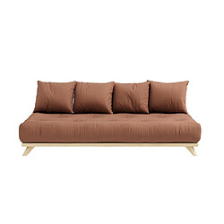 Inside 75 Canapé convertible futon SENZA pin naturel coloris brun argile couchage 90 cm.