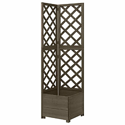 Maison Chic Jardinière,Bac à fleurs - pot de fleur d'angle en treillis Gris 40x40x150 cm Bois de sapin -GKD77705