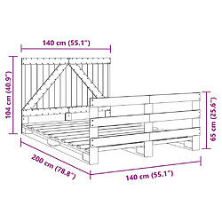 Vidaxl Cadre de lit avec tête de lit 140x200 cm bois de pin massif pas cher