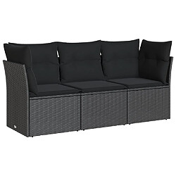 Maison Chic Salon de jardin 3 pcs avec coussins | Ensemble de Table et chaises | Mobilier d'Extérieur noir résine tressée -GKD67325