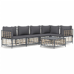 Maison Chic Salon de jardin 6 pcs + coussins - Mobilier/Meubles de jardin - Table et chaises d'extérieur anthracite résine tressée -MN70143