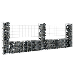 vidaXL Panier de gabion en forme de U avec 3 poteaux Fer 260x20x100 cm