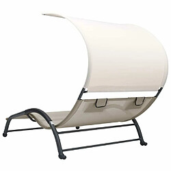 Acheter Maison Chic Chaise longue | Transat Bain de soleil double avec auvent textilène crème -GKD90381