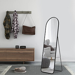 EMKE Miroir sur Pied 140 x 40 cm, Miroir Pleine Longueur avec cadre en aluminium pour Salon, Chambre, Vestiaire, Noir