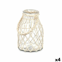 Gift Decor Bougeoir Boîte Blanc Transparent verre Corde 17 x 25 cm (4 Unités)