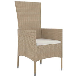 Ensemble salle à manger de jardin 3 pcs,Table et chaise à dîner d'extérieur Beige poly rotin -MN39664 pas cher