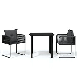 vidaXL Ensemble de salle à manger de jardin 3 pcs Noir