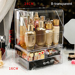 Universal Boîte de rangement pour cosmétiques Organisateur de cosmétiques Couvercle anti-poussière Récipient pour cosmétiques 3 tiroirs Espace de conservation transparent haute capacité pas cher