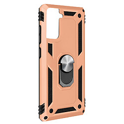 Avizar Coque Samsung Galaxy S21 Plus Antichoc Bi-matière Bague Support Vidéo rose gold