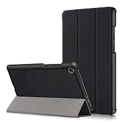 Etui en PU peau de litch avec support tri-pliure noir pour votre Lenovo Tab M8 TB-8505