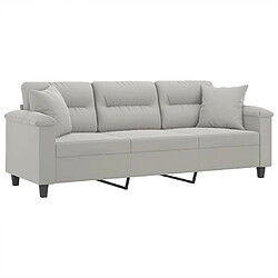 Avis Maison Chic Canapé 3 places avec oreillers,Sofa de Salon,Canapé droit gris clair 180 cm -GKD825066